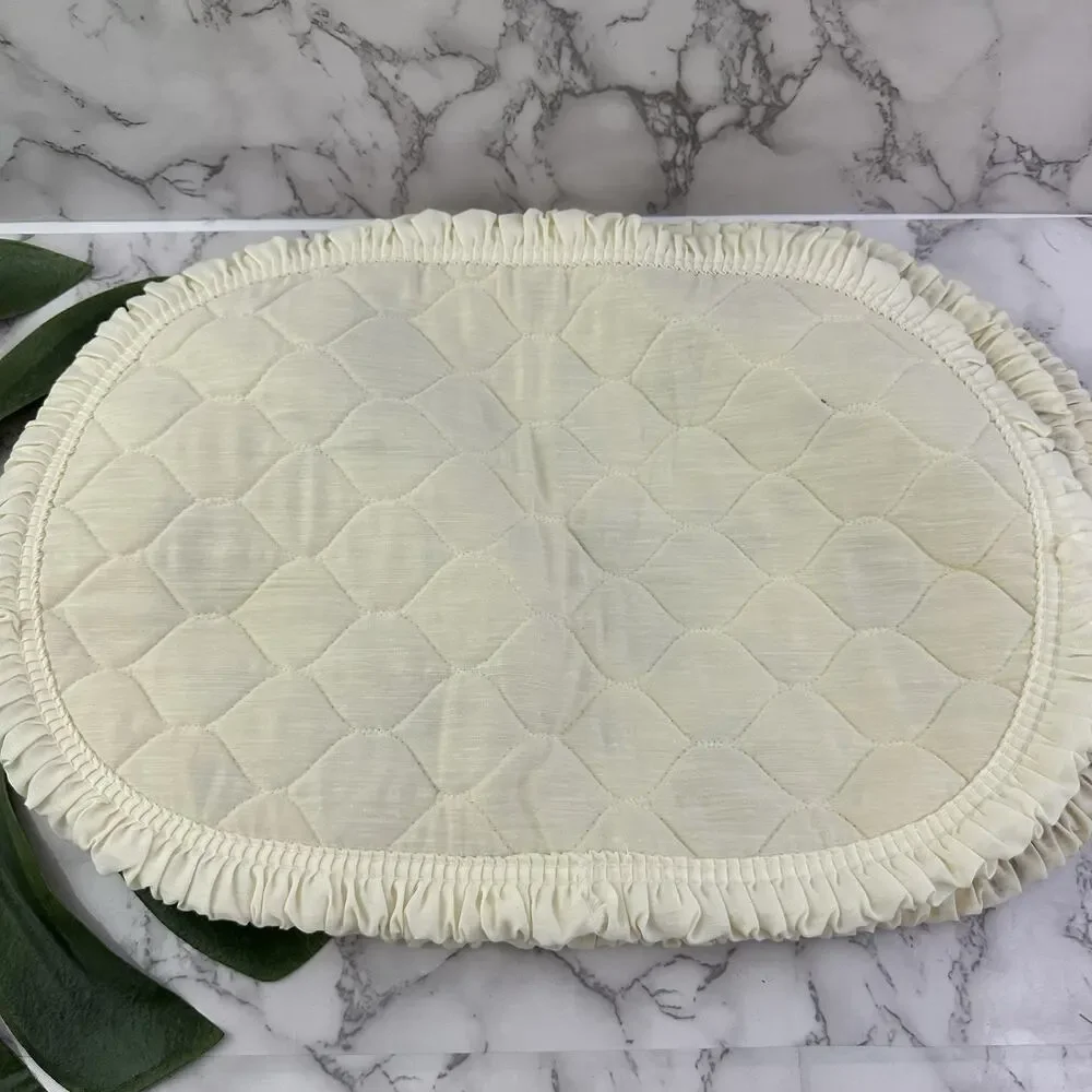 Vintage 80s Quilted Placemats Cloth Napkins Set of 4 Brown Floral Cottagecore